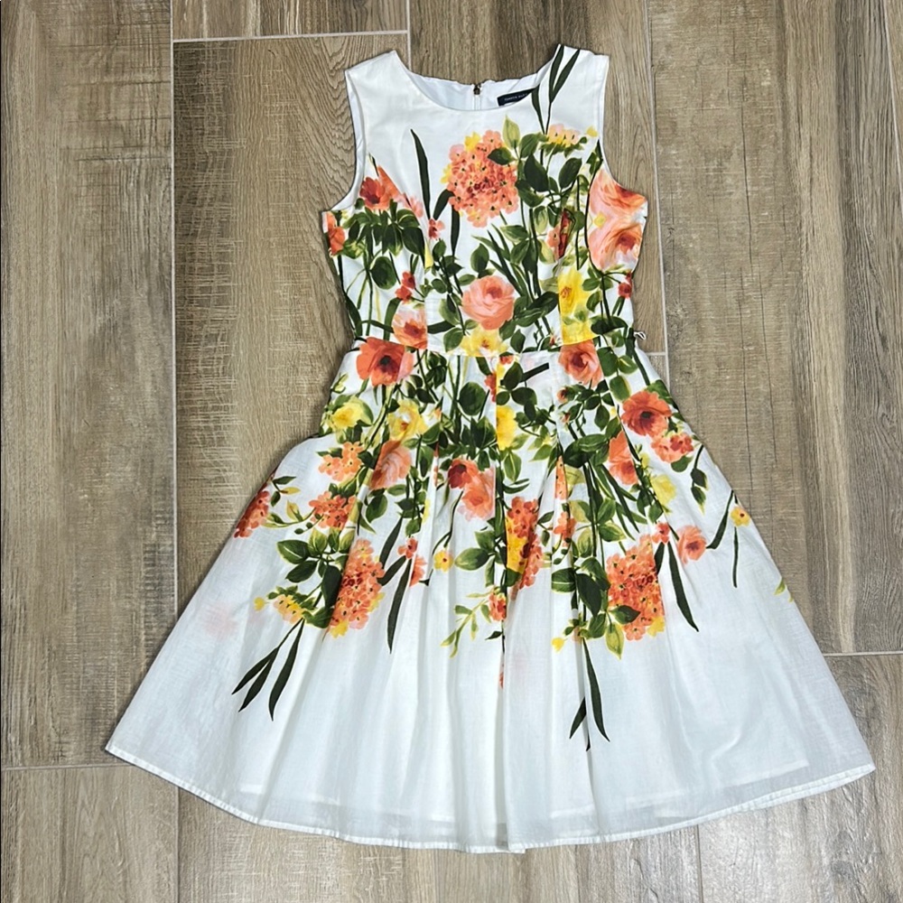 Tommy Hilfiger Floral Fit & Flare Jewel Neck Sleeveless A-Line Midi Dress Sz 2 - Picture 5 of 15